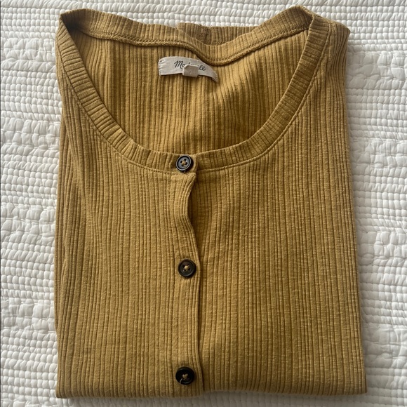 Madewell Tops - Madewell Mustard Button-Down Ribbed Shirt